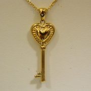14k-Yellow-Gold-Heart-Key-Pendant-w/18"-Cable-Link-Chain-1