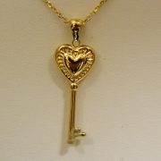 14k-Yellow-Gold-Heart-Key-Pendant-w/18"-Cable-Link-Chain-2