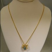 14k-Yellow-Gold-Blue-Topaz-Bug-Pin-Pendant-w/16"-Cable-Link-Chain