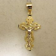 14k-1-1/2"-Two-Toned-Crucifix-Pendant
